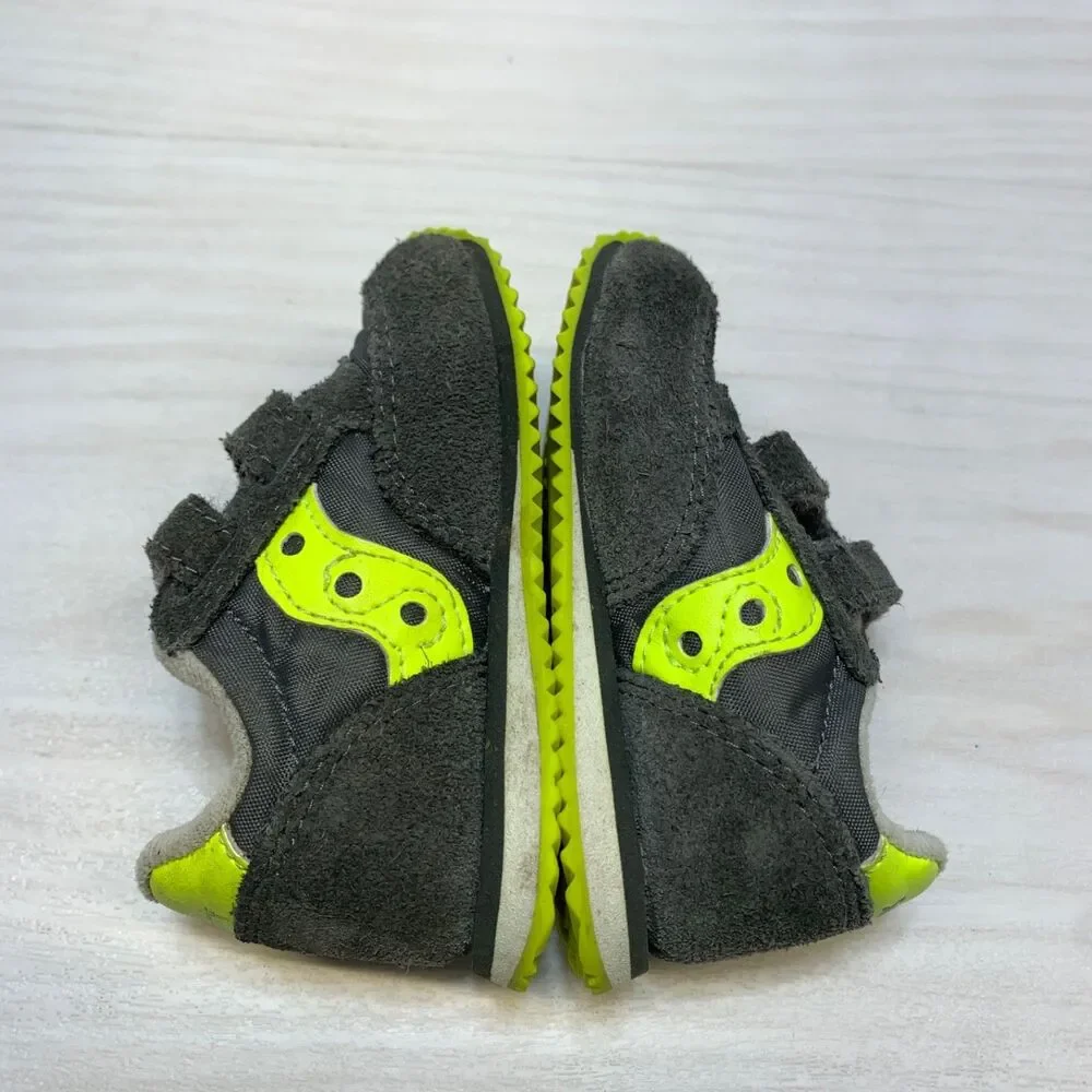 SAUCONY‎ Originals Size 3M Boys Baby Jazz Hook & Loop Sneaker Grey & Neon